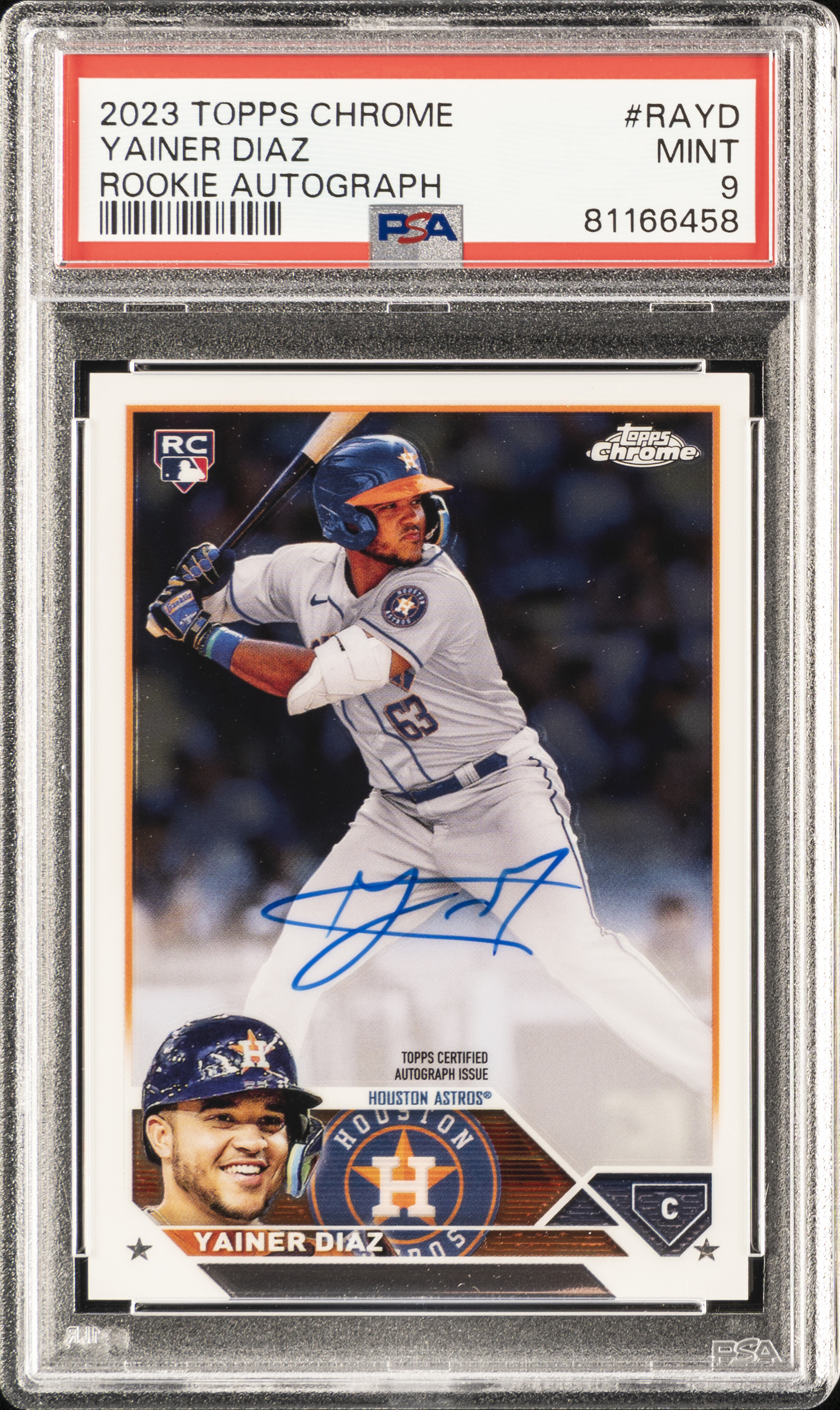 2023 Topps Chrome Rookie Autograph #RAYD Yainer Diaz Signed Rookie Card – PSA MINT 9