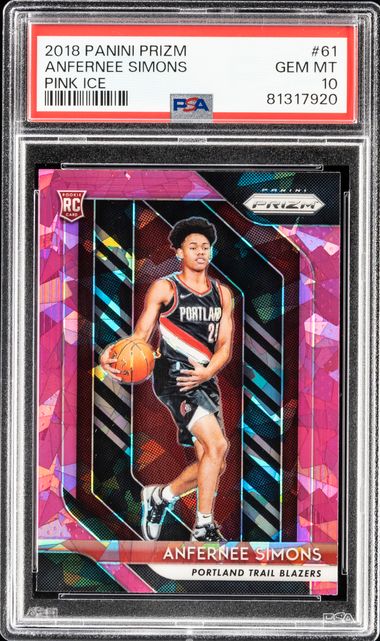 2018 Panini Prizm Pink Ice 61 Anfernee Simons PSA 10 on Goldin