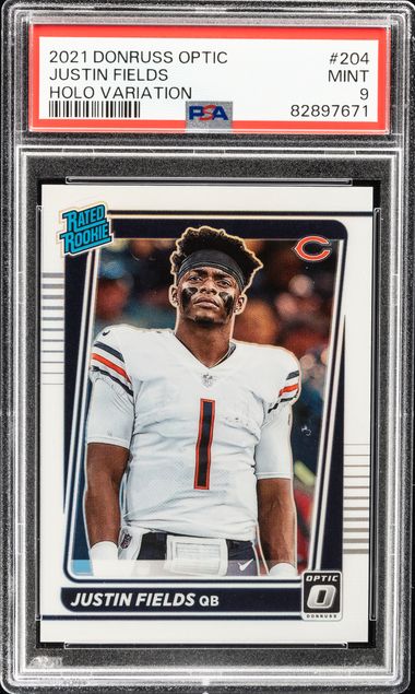 Justin Fields popular Donruss Optic Preview!! PSA 9!!