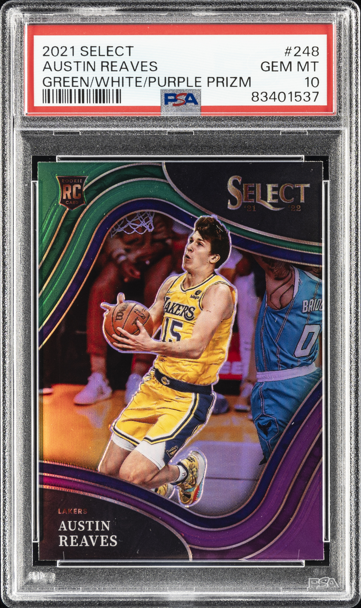 2021 Panini Select Green/White/Purple Prizm 248 Austin Reaves – PSA GEM MT 10