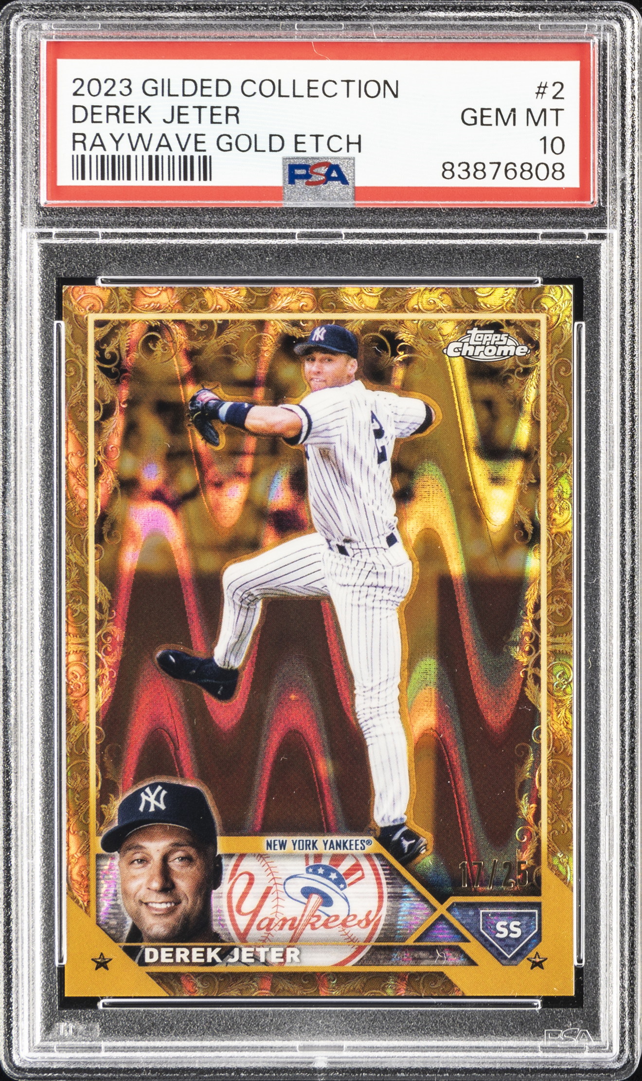 2023 Topps Gilded Collection Raywave Gold Etch #2 Derek Jeter (#17/25) – PSA GEM MT 10