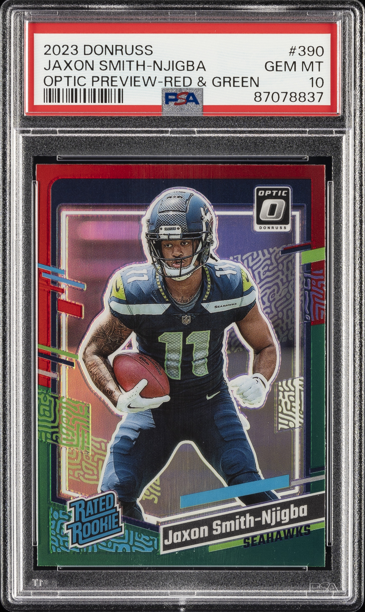 2023 Panini Donruss Optic Preview-Red & Green #390 Jaxon Smith-Njigba PSA 10