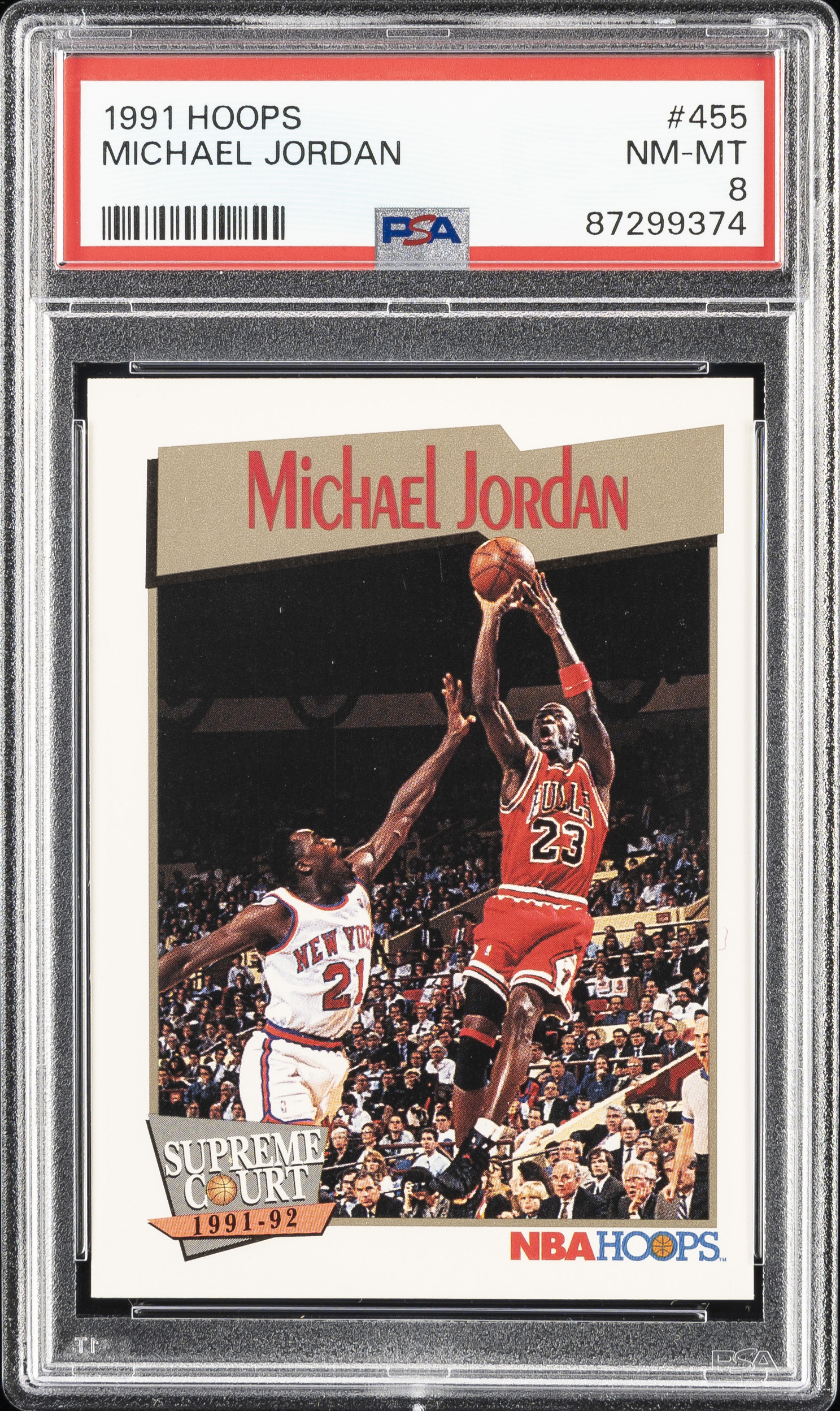 1991-92 Hoops #455 Michael Jordan – PSA NM-MT 8