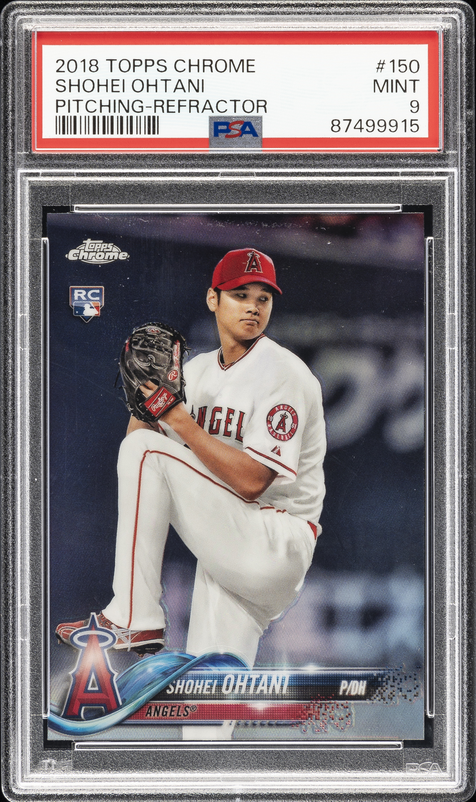 2018 Topps Chrome Pitching-Refractor #150 Shohei Ohtani Rookie Card – PSA MINT 9
