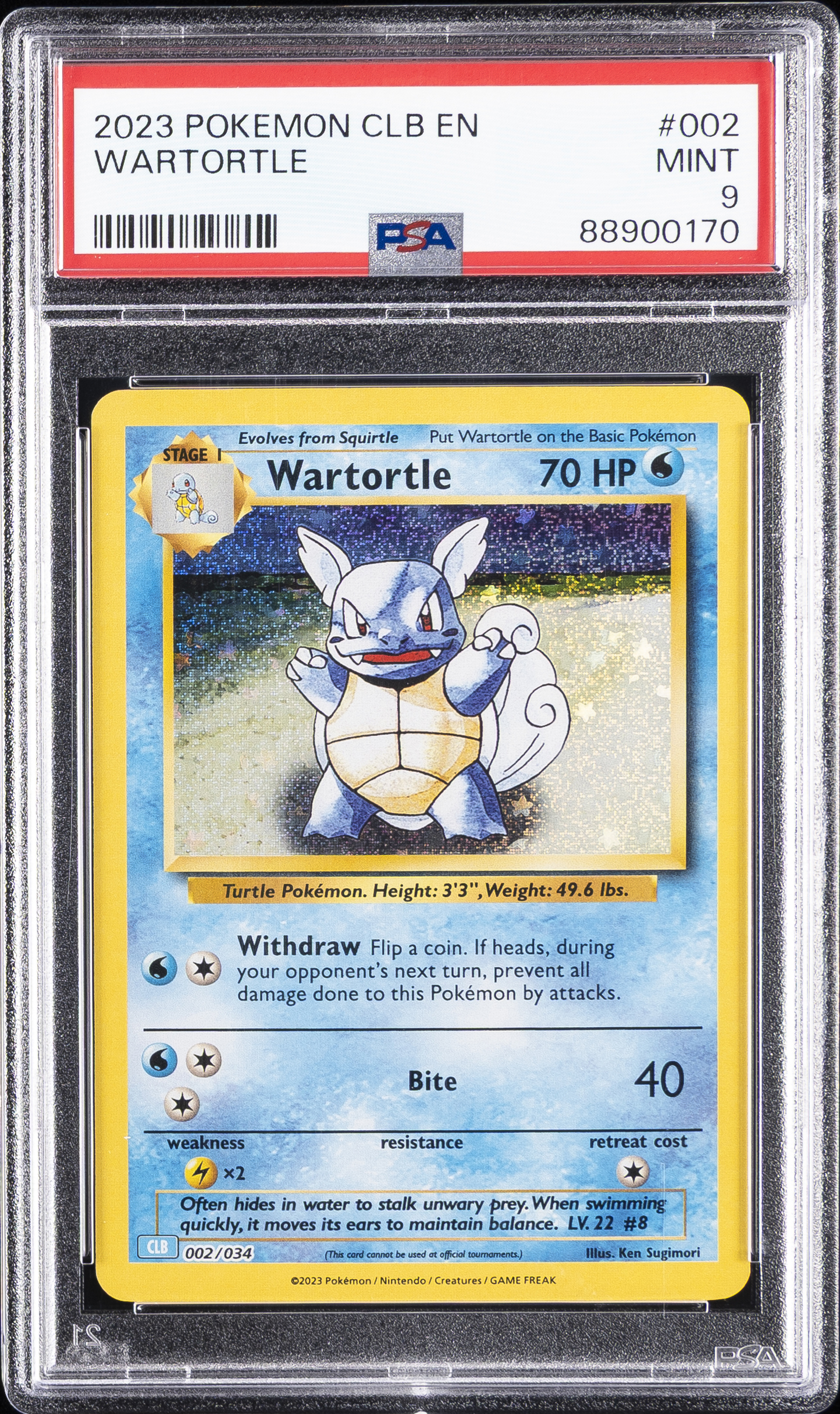 2023 #002 Wartortle PSA 9 Clb-Trading Card Game Classic Blastoise & Suicune EX Deck Pokemon