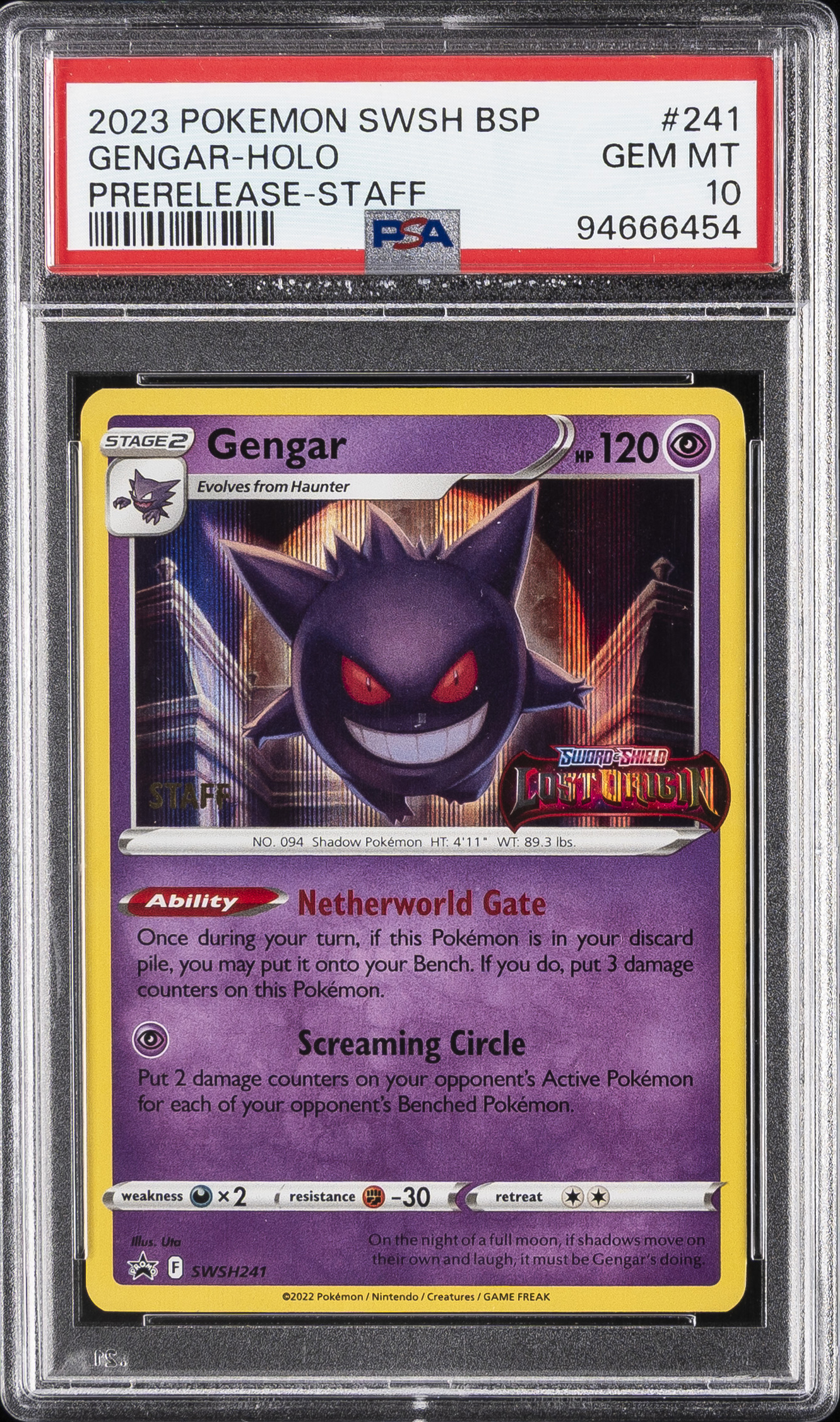 2023 #241 Gengar-Holo PSA 10 Swsh Black Star Promo Pokemon