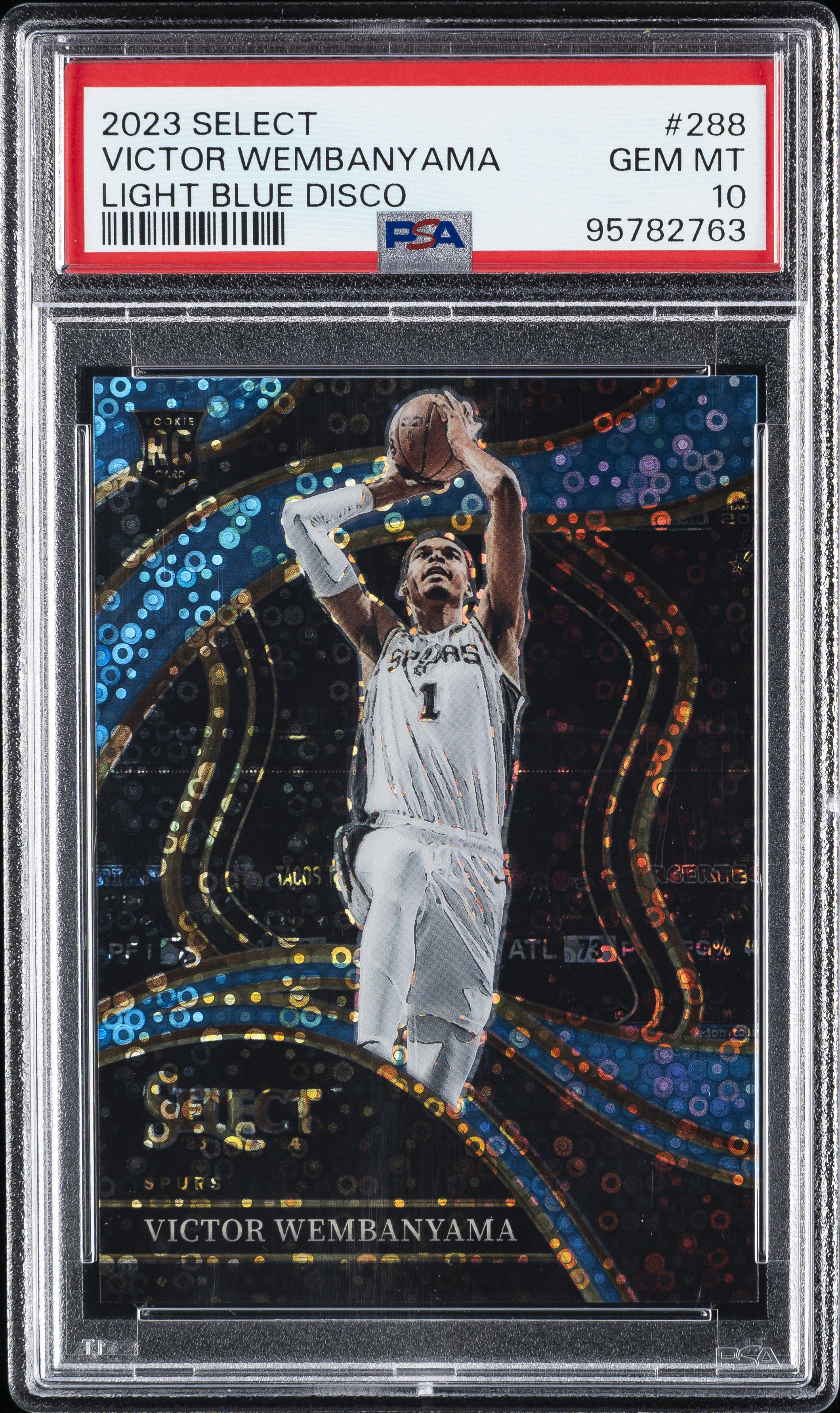 2023 PANINI SELECT LIGHT BLUE DISCO #288 VICTOR WEMBANYAMA 62/99 PSA 10
