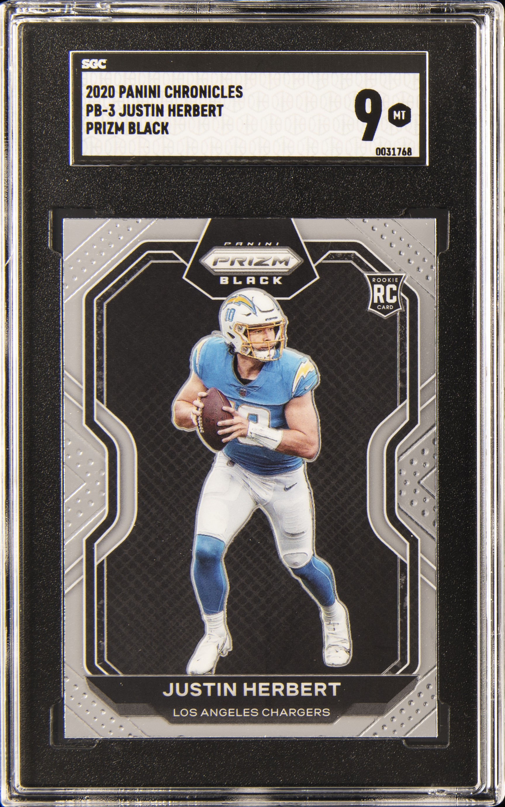 2020 Panini Chronicles Prizm Black #PB-3 Justin Herbert Rookie Card – SGC MT 9