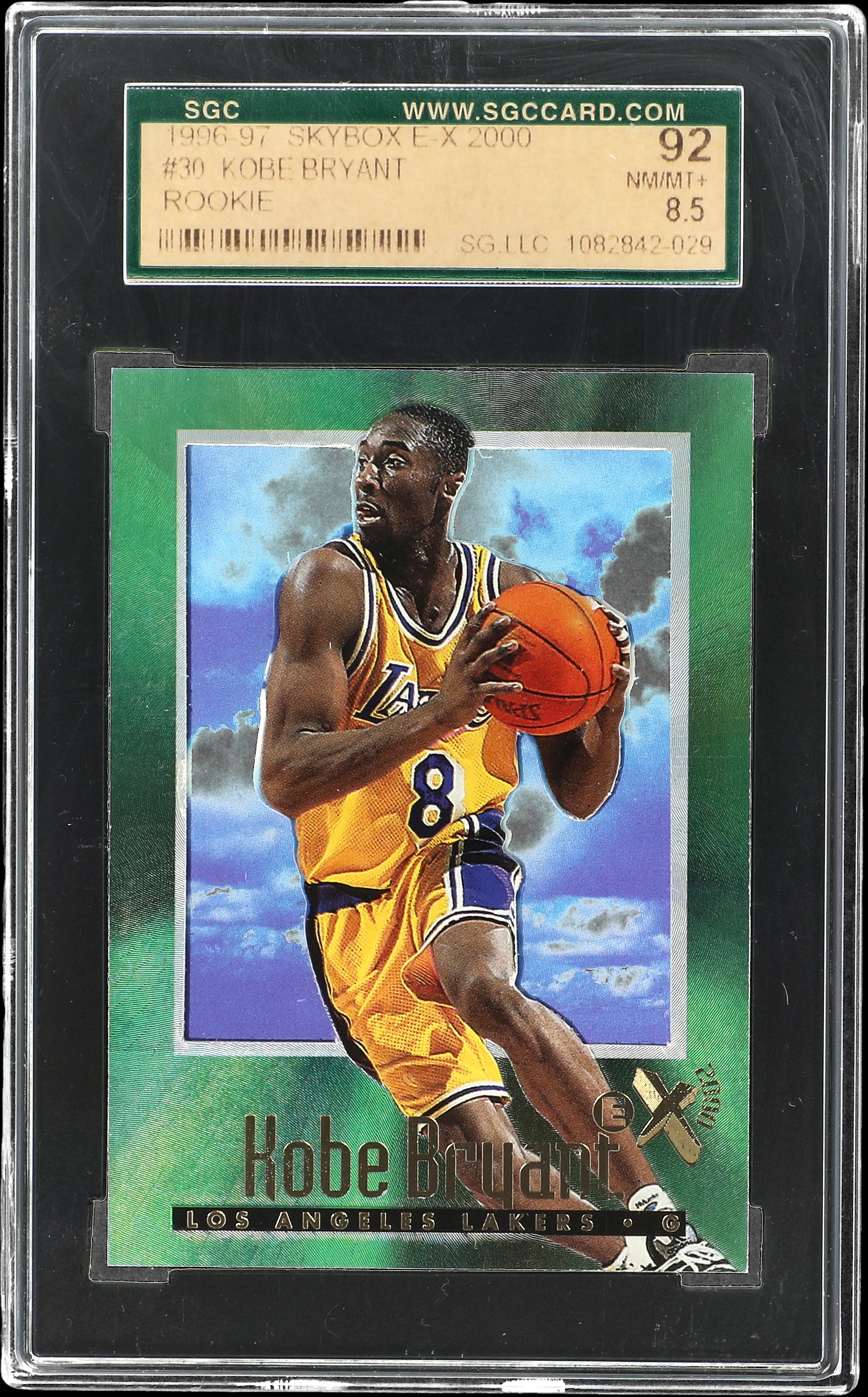 1996-97 SkyBox E-X2000 #30 Kobe Bryant Rookie Card – SGC NM-MT+ 8.5