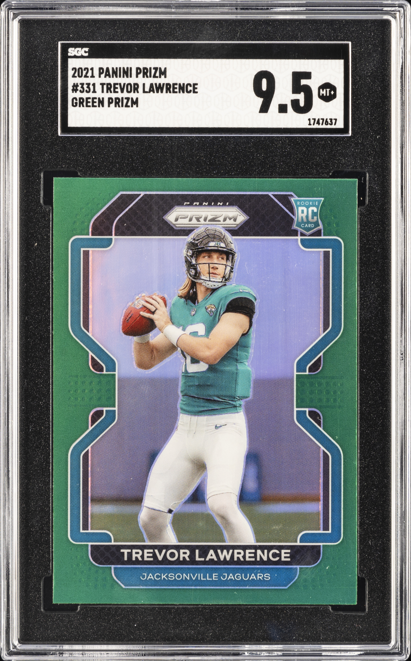 2021 Panini Prizm Green Prizm 331 Trevor Lawrence Rookie Card – SGC MT 9.5