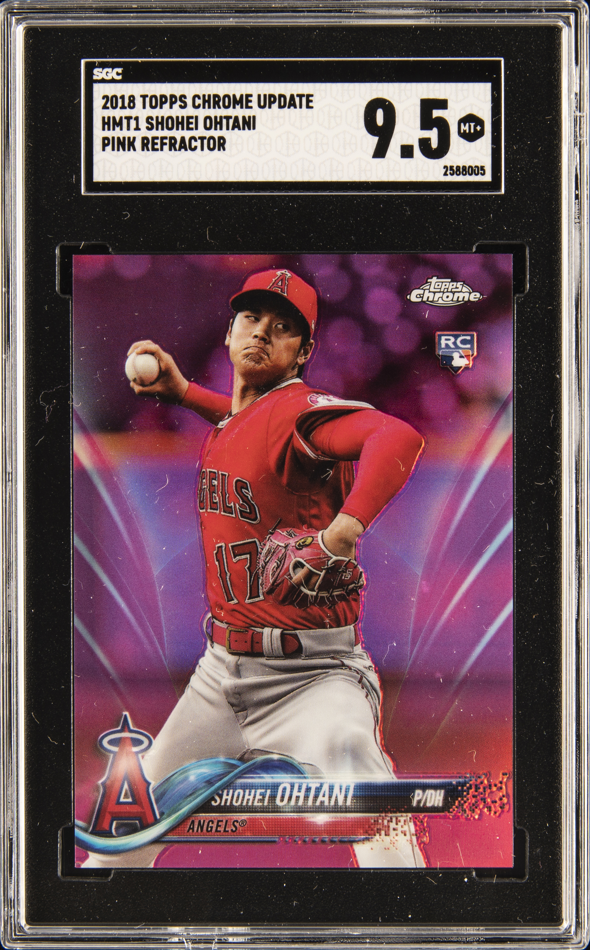 2018 Topps Chrome Update Pink Refractor #HMT1 Shohei Ohtani Rookie Card – SGC MT+ 9.5