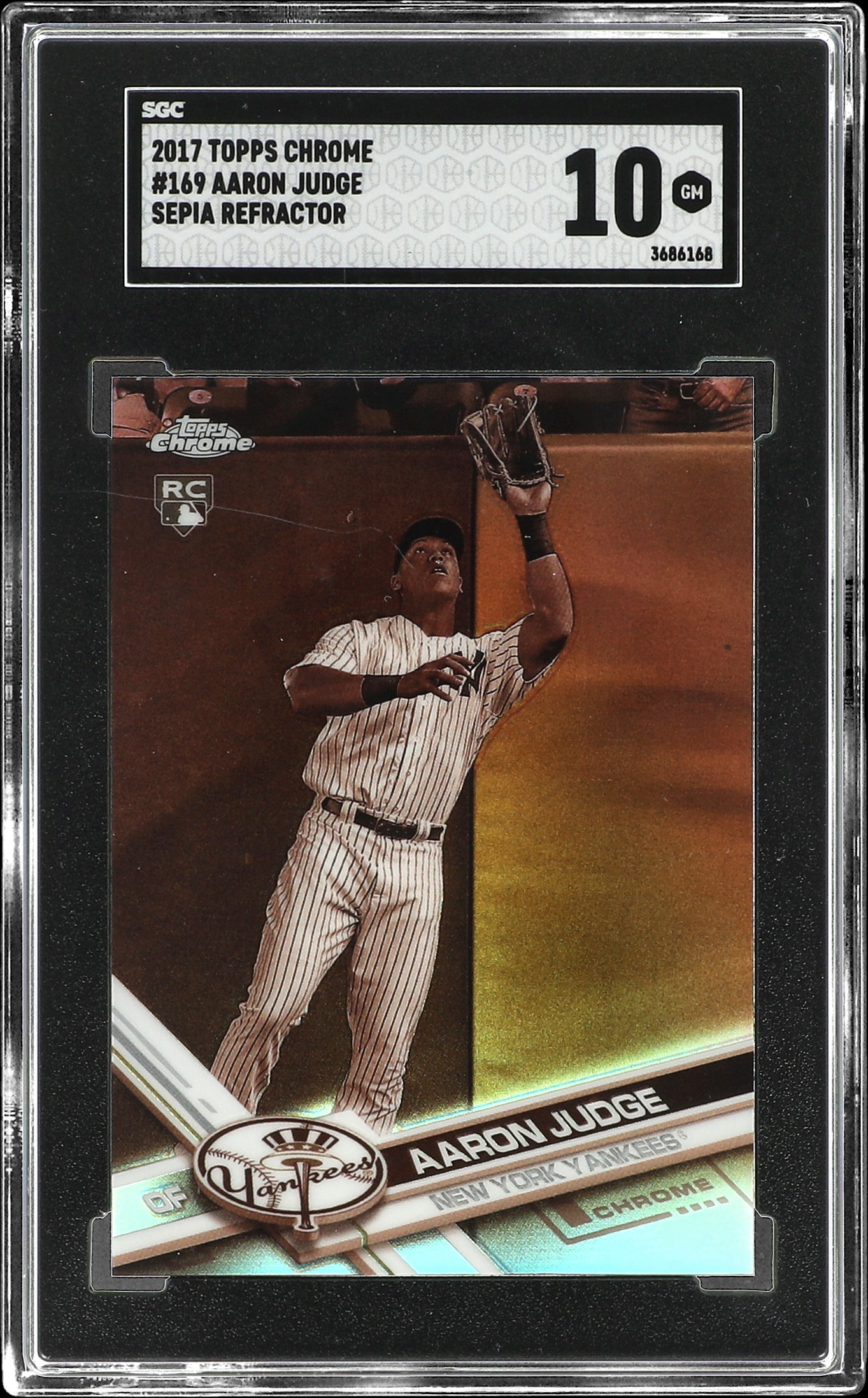 2017 Topps Chrome Sepia Refractor #169 Aaron Judge Rookie Card – SGC GM 10
