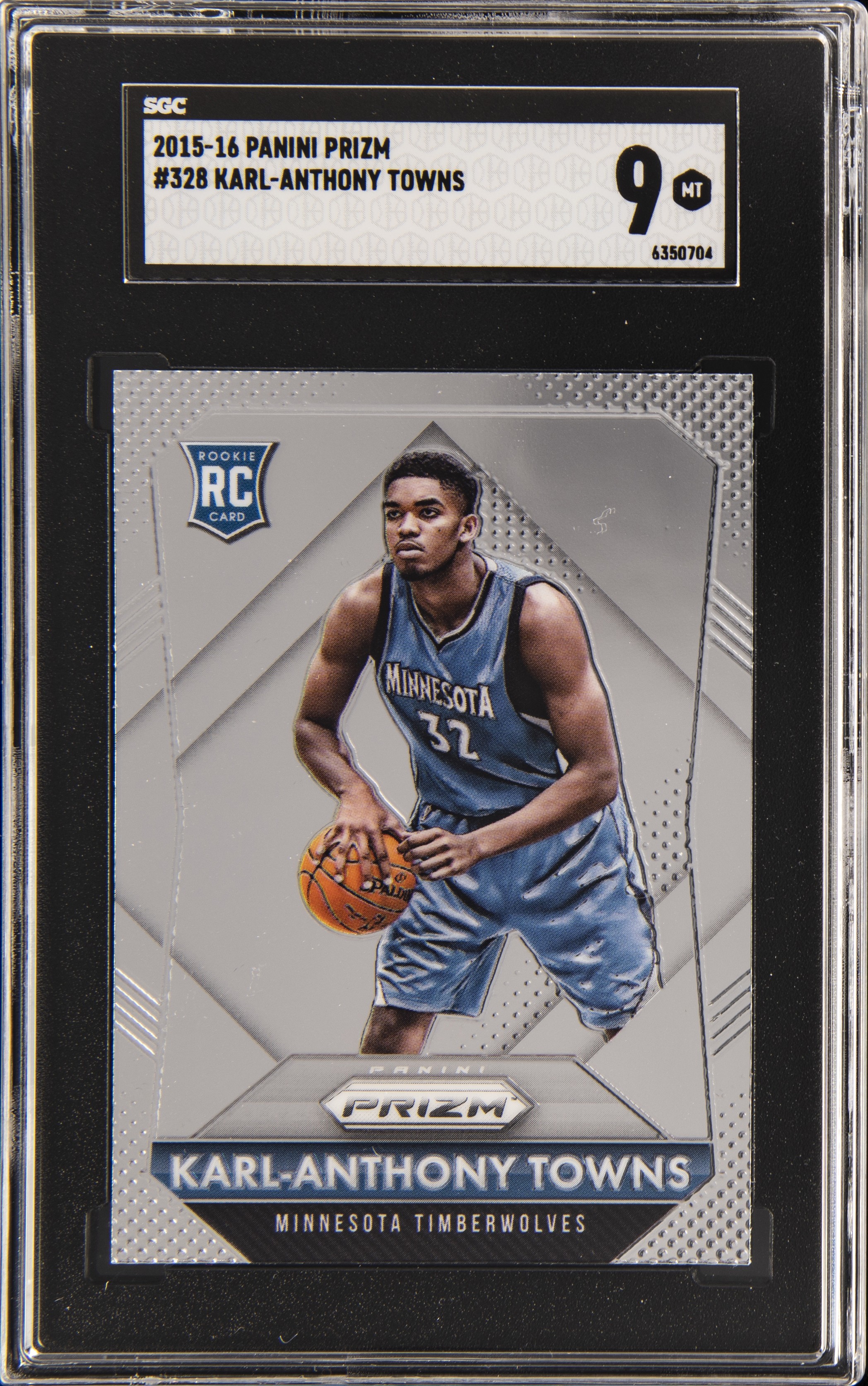 2015-16 Panini Prizm #328 Karl-Anthony Towns Rookie Card – SGC MT 9