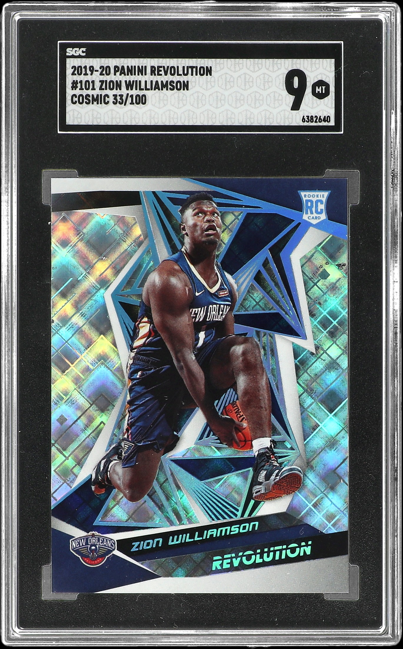 2019-20 Panini Revolution Cosmic #101 Zion Williamson Rookie Card (#033/100) – SGC MT 9