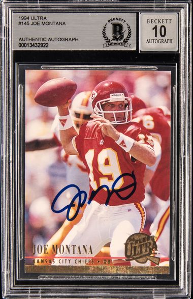 Joe Montana 1994 Upper Deck Autograph Card #133 BAS 10