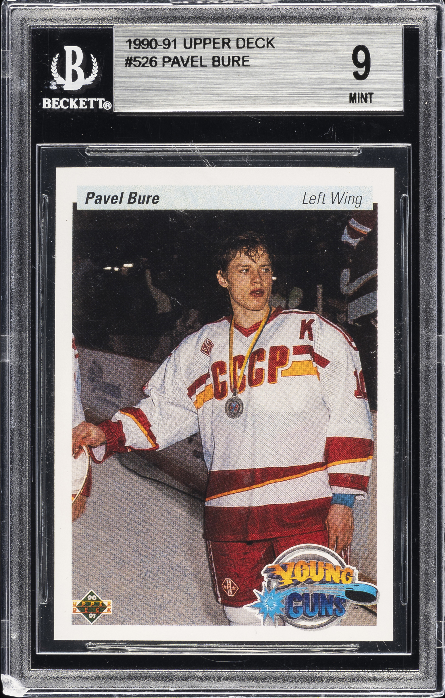 1990-91 Upper Deck-Young Guns Rookie #526 Pavel Bure Rookie Card – BGS MINT 9