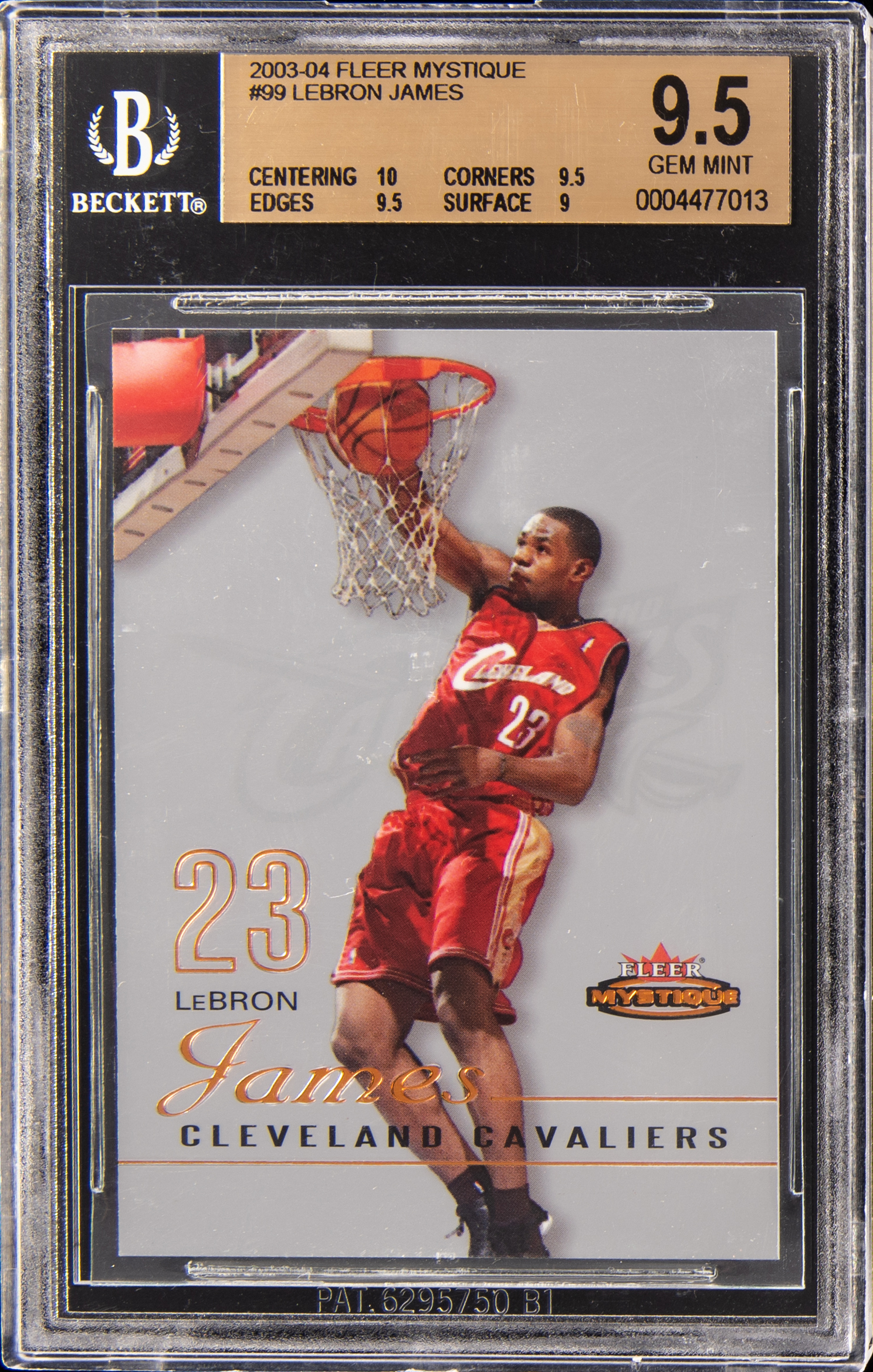 2003-04 Fleer Mystique #99 LeBron James Rookie Card (#827/999) – BGS GEM MINT 9.5