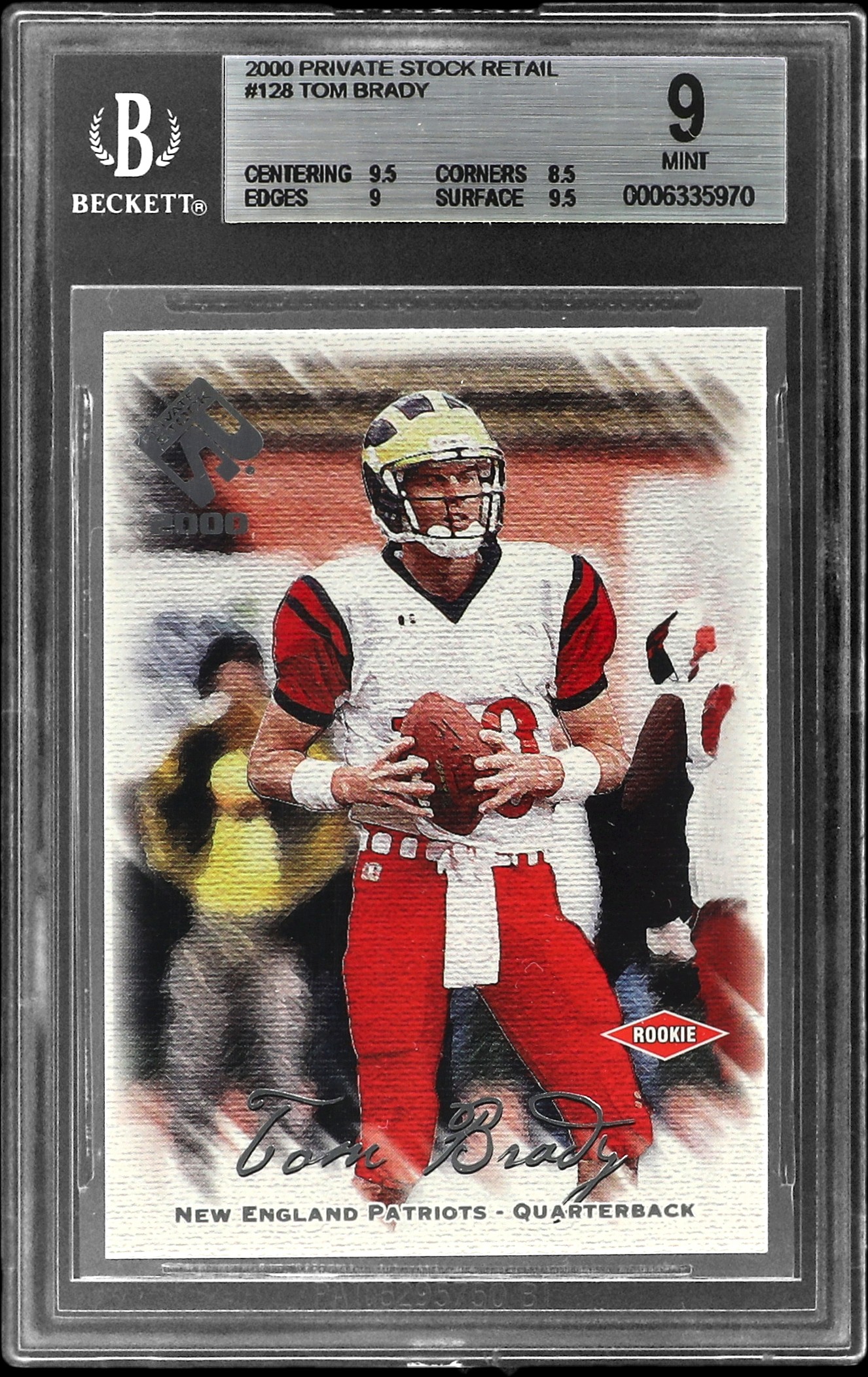 2000 Pacific Private Stock Retail #128 Tom Brady Rookie Card (#046/650) - BGS MINT 9