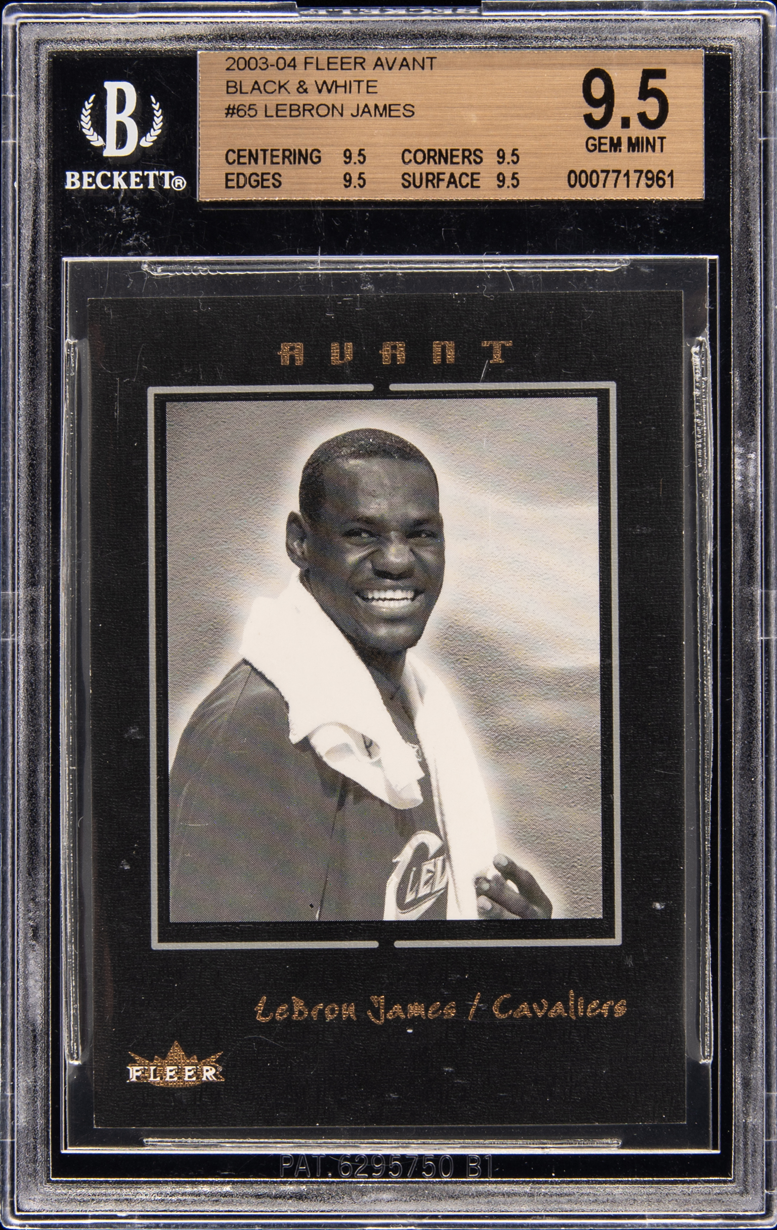 2003-04 Fleer Avant Black and White #65 LeBron James Rookie Card (#100/199) – BGS GEM MINT 9.5