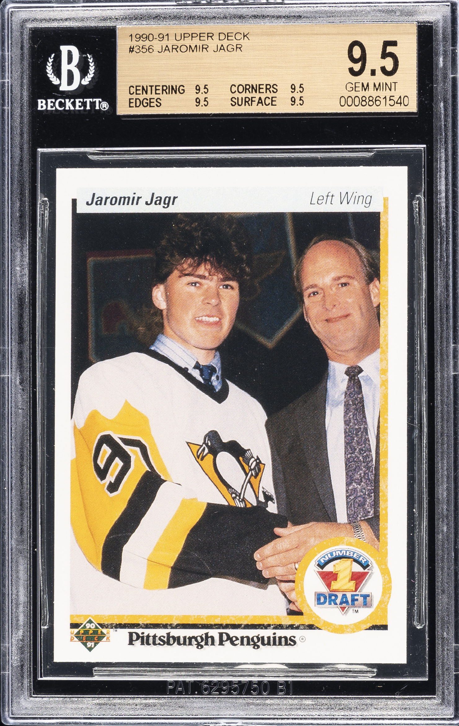 1990-91 Upper Deck Hockey #356 Jaromir Jagr Rookie Card – BGS GEM MINT 9.5