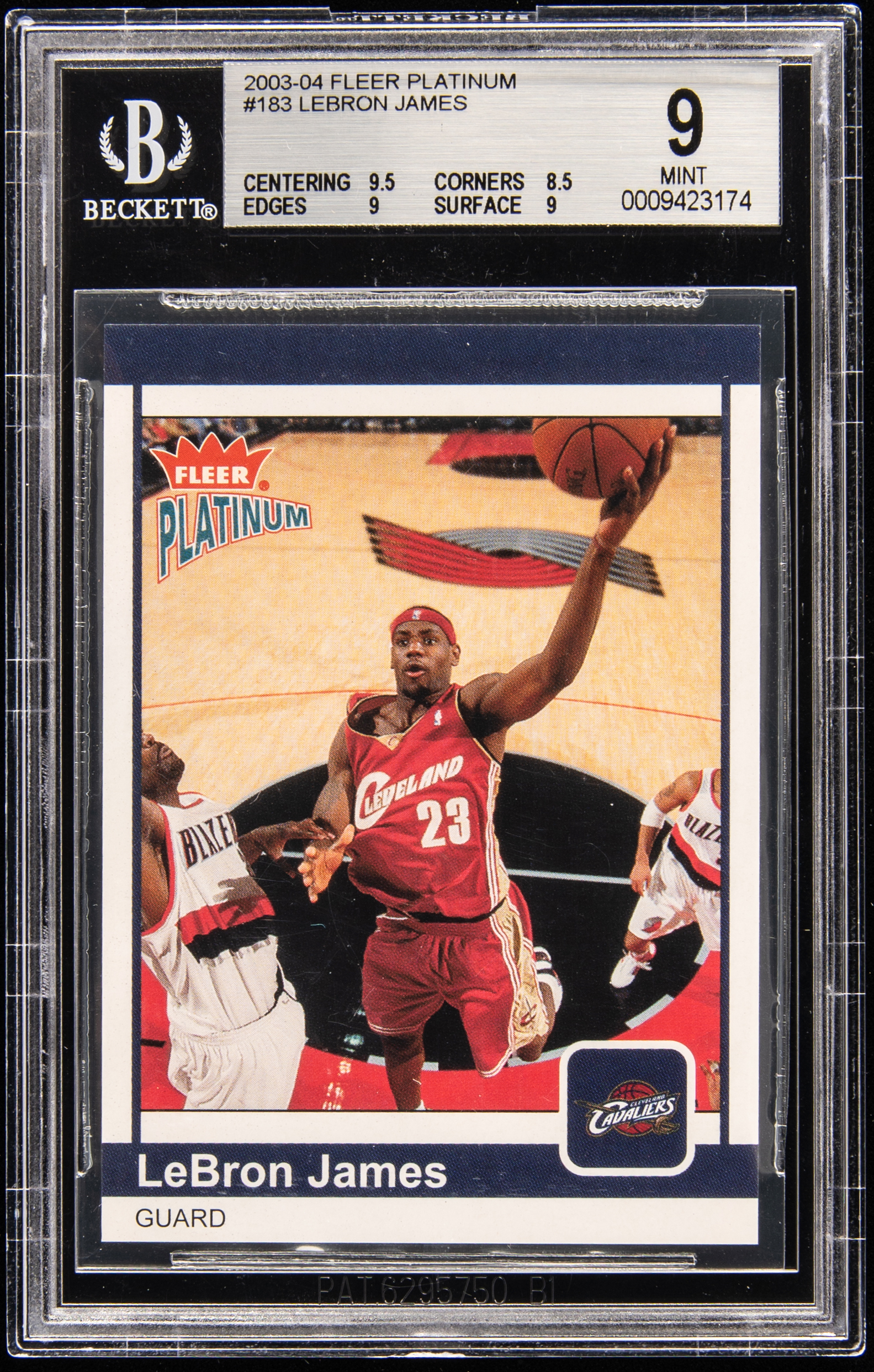 2003-04 Fleer Platinum #183 LeBron James Rookie Card (#489/750) – BGS MINT 9