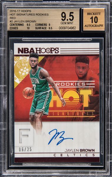 2016-17 Hoops Hot Signatures Rookies Red #2 Jaylen Brown Signed