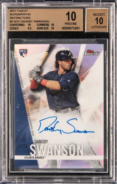 Dansby Swanson Autographed 2017 Topps Chrome Gold Refractor #/50 Auto Bgs 10