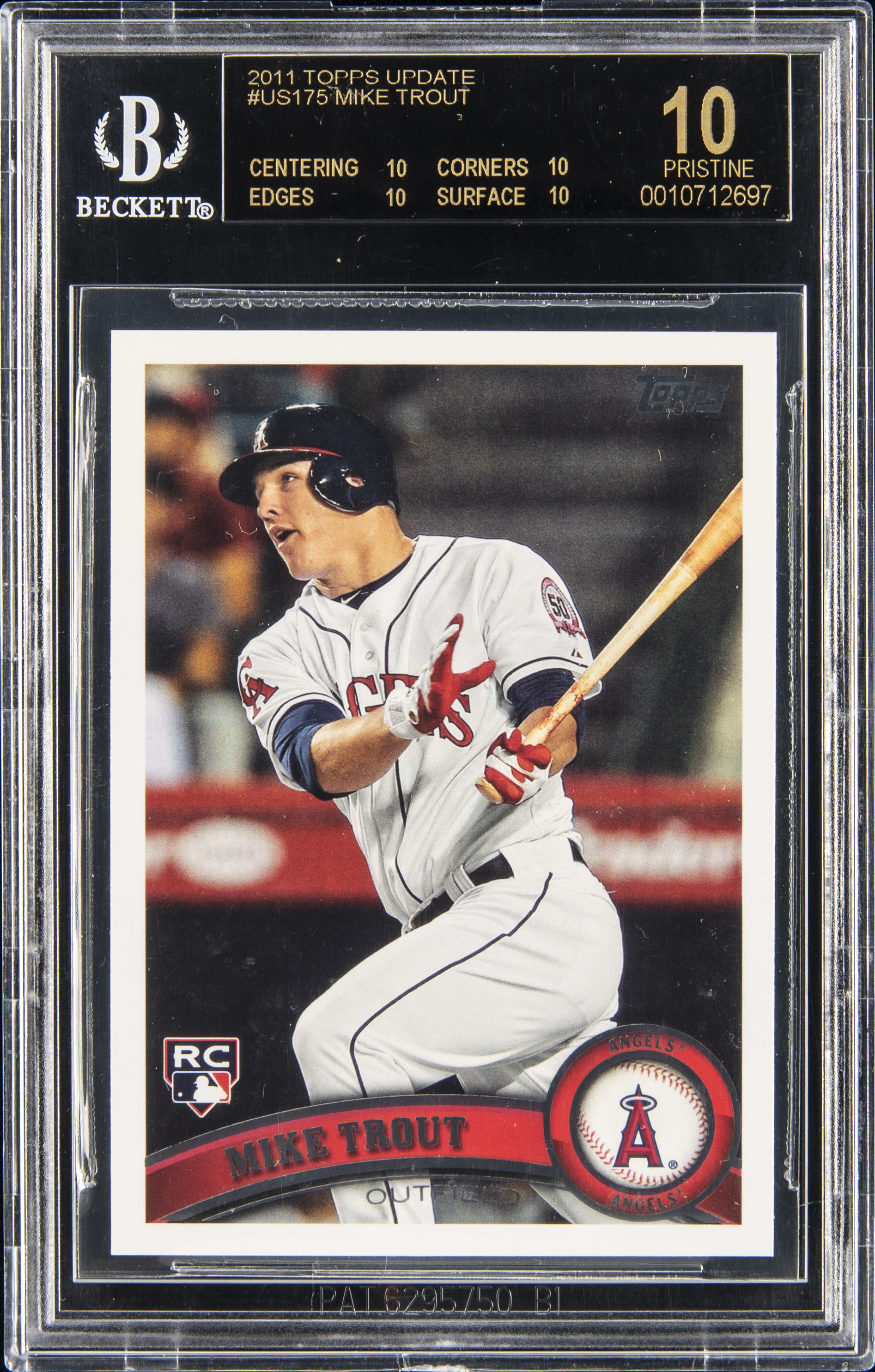 2011 Topps Update #US175 Mike Trout Rookie Card - BGS PRISTINE/Black Label 10