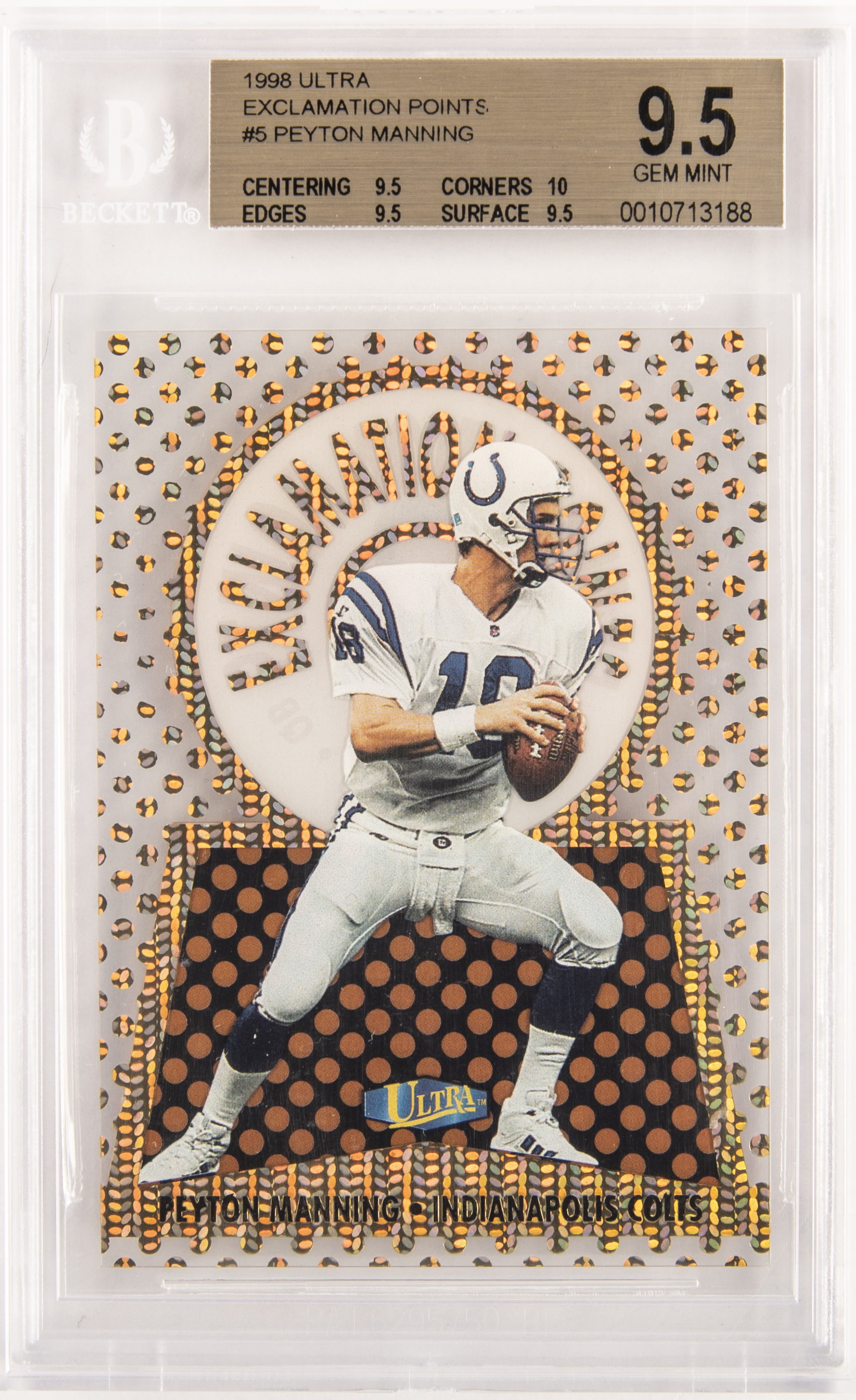 1998 Fleer Ultra Exclamation Points #5 Peyton Manning Rookie Card – BGS GEM MINT 9.5