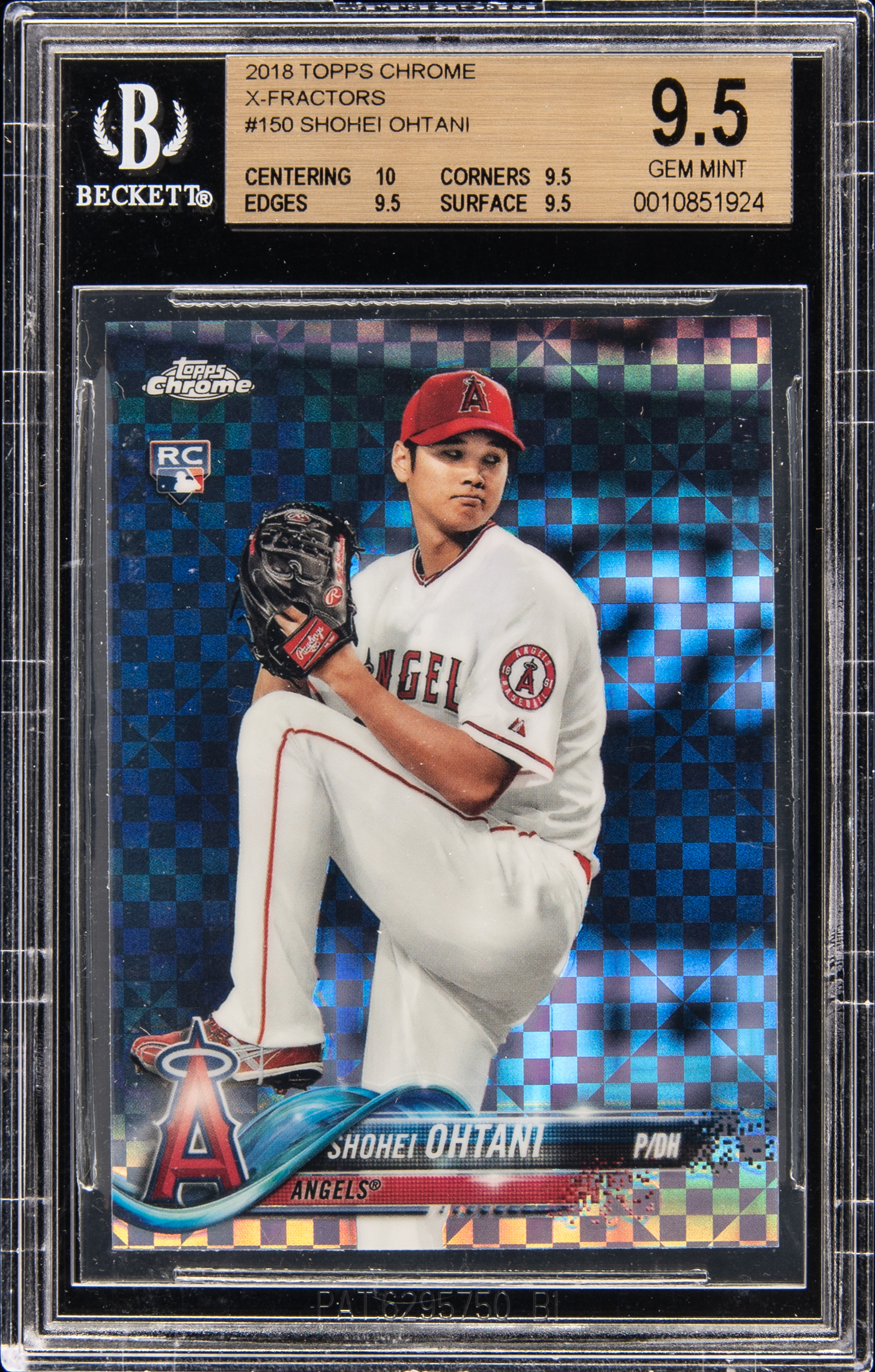 2018 Topps Chrome Pitching-X-Fractor #150 Shohei Ohtani Rookie Card Rc – BGS GEM MINT 9.5
