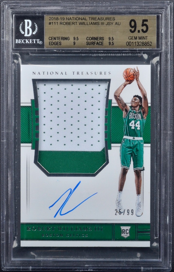 2018-19 Panini National Treasures Rookie Patch Autograph (RPA) #111 Robert Williams III Signed Patch Rookie Card (#25/99) – BGS GEM MINT 9.5