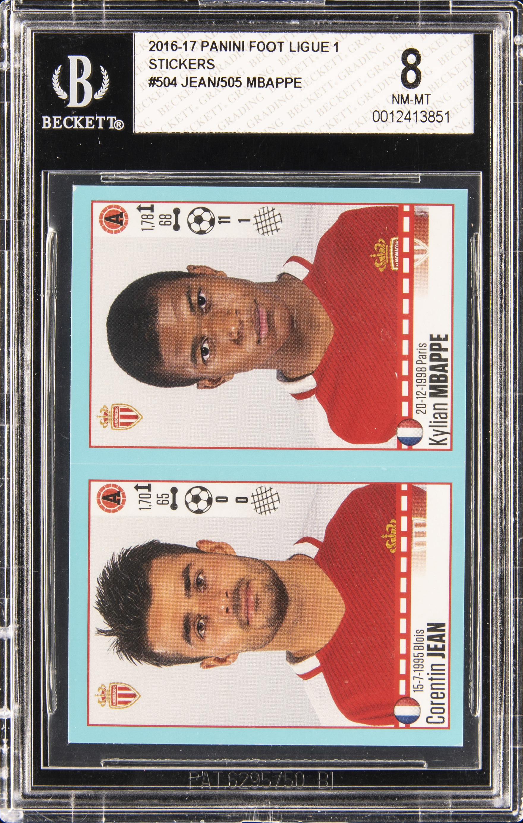 2016 Panini Foot Corentin Jean-504/Kylian Mbappe Rookie Card-505 – BGS NM-MT 8