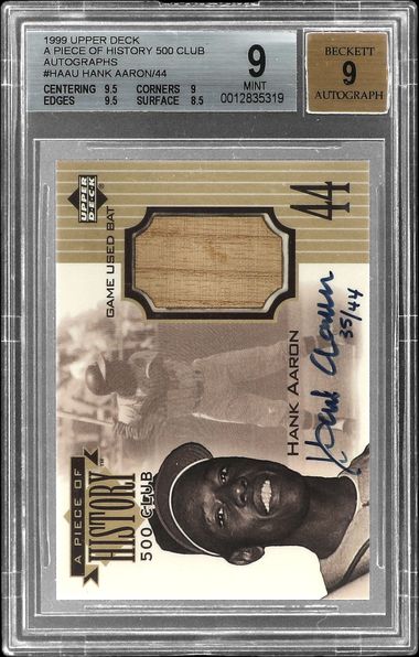 Hank Aaron Signed Autograph Major League MLB Baseball - Beckett Graded 9