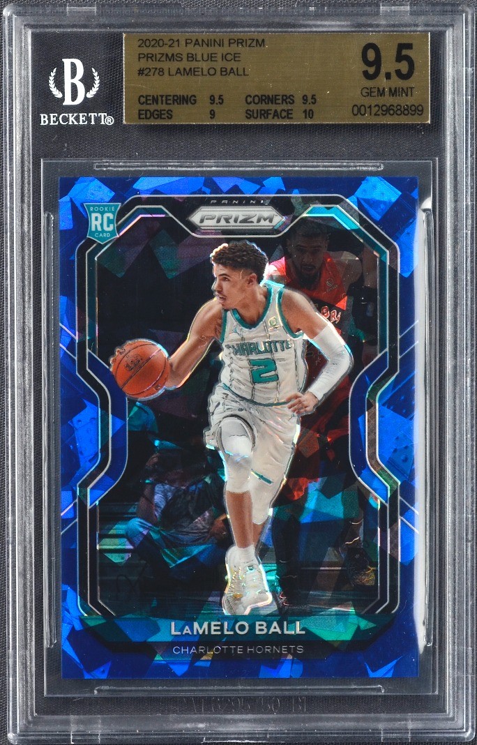 2020-21 Panini Prizm Blue Ice #278 LaMelo Ball Rookie Card (#105/125) - BGS GEM MT 9.5