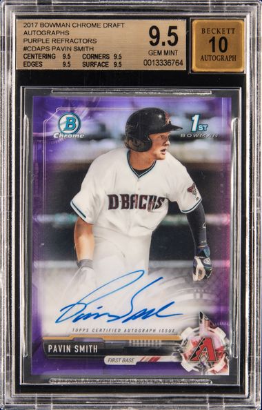 Pavin Smith 2017 Bowman Chrome 1st Purple Refractor Auto /250