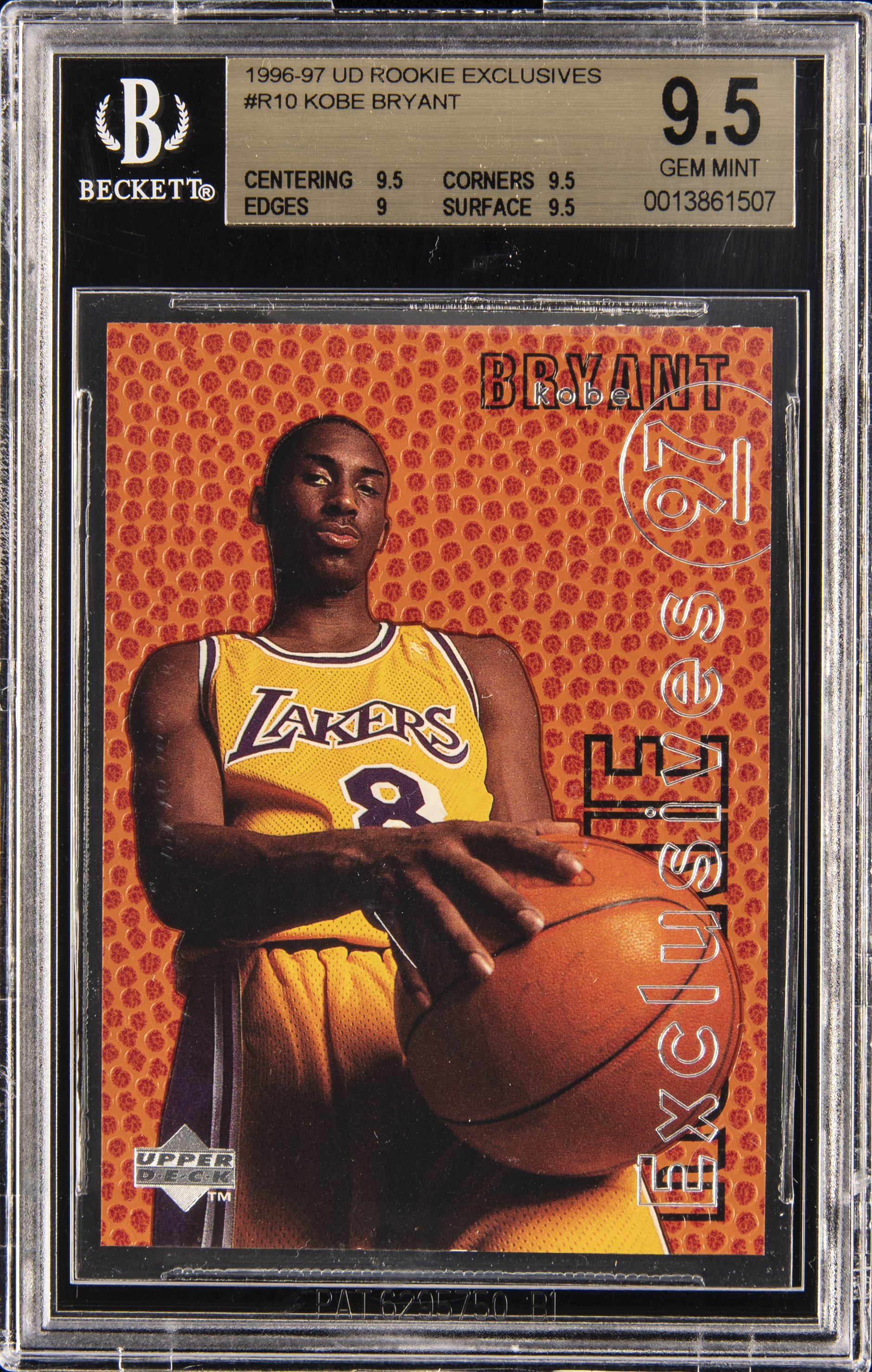 1996-97 Upper Deck Rookie Exclusives #R10 Kobe Bryant Rookie Card – BGS GEM MINT 9.5