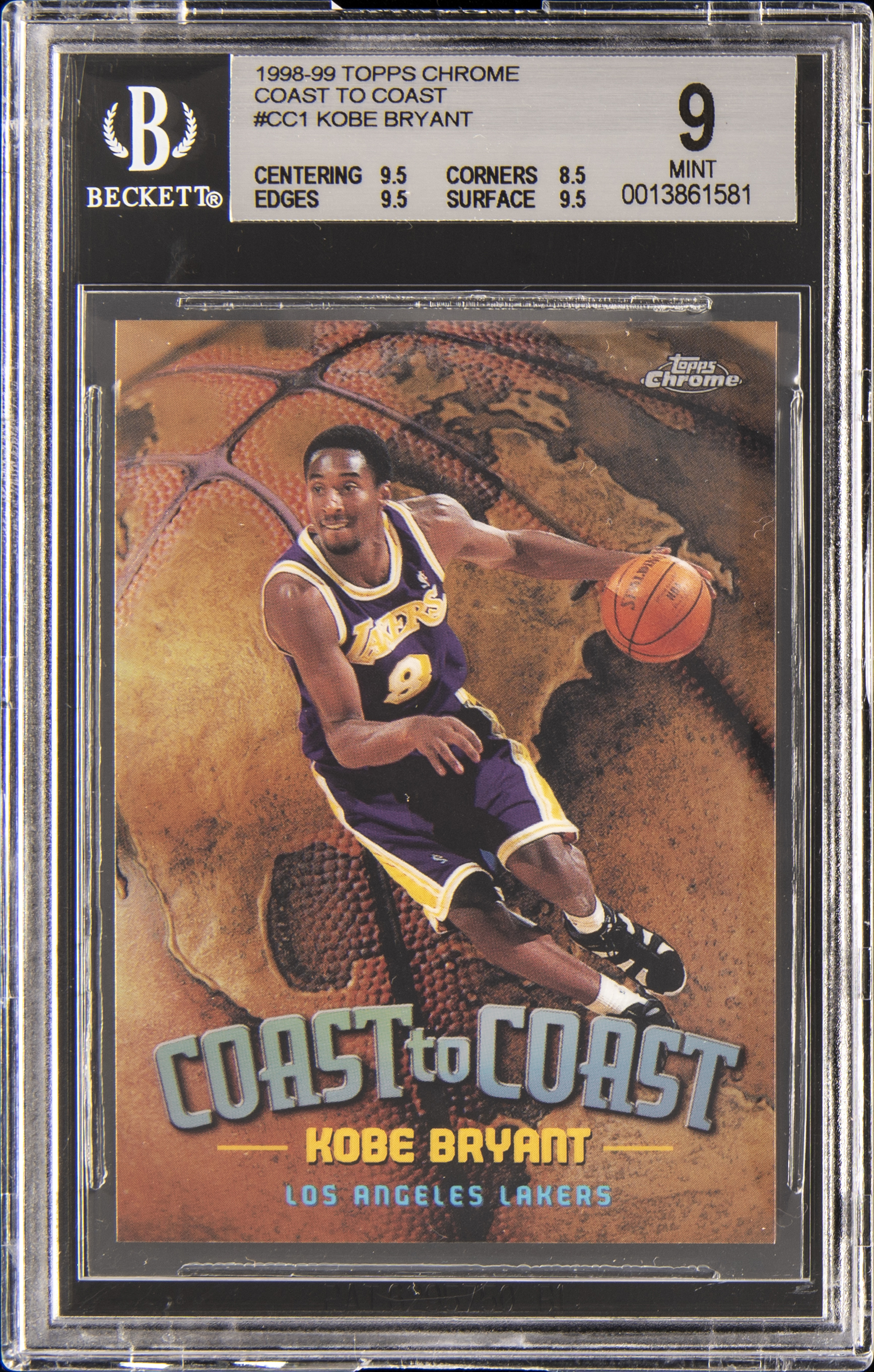1998-99 Topps Chrome Coast To Coast #CC1 Kobe Bryant – BGS MINT 9