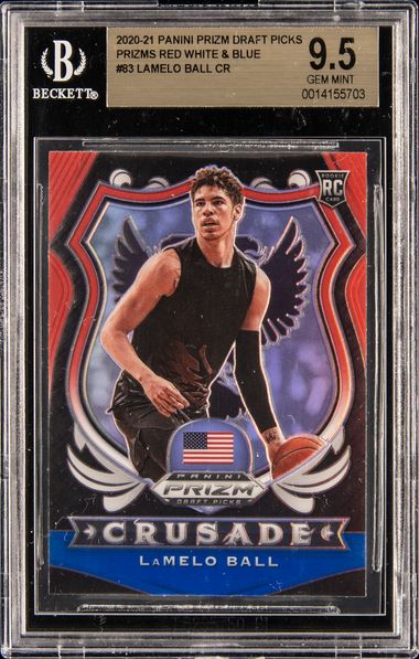 2020 PANINI PRIZM DRAFT PICKS RED WHITE BLUE LaMELO BALL RC PSA 10