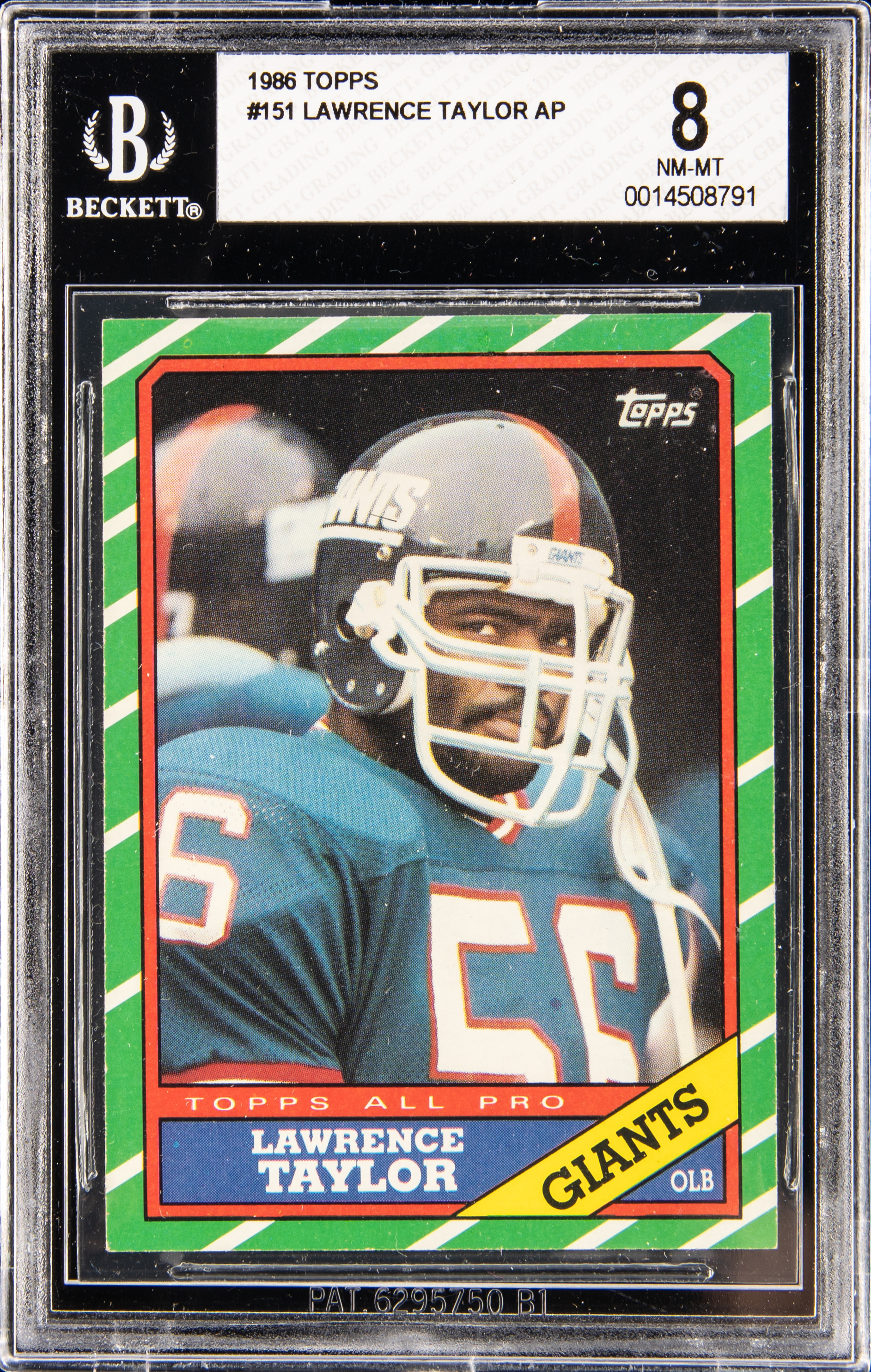 1986 Topps 151 Lawrence Taylor Ap – BGS NM-MT 8