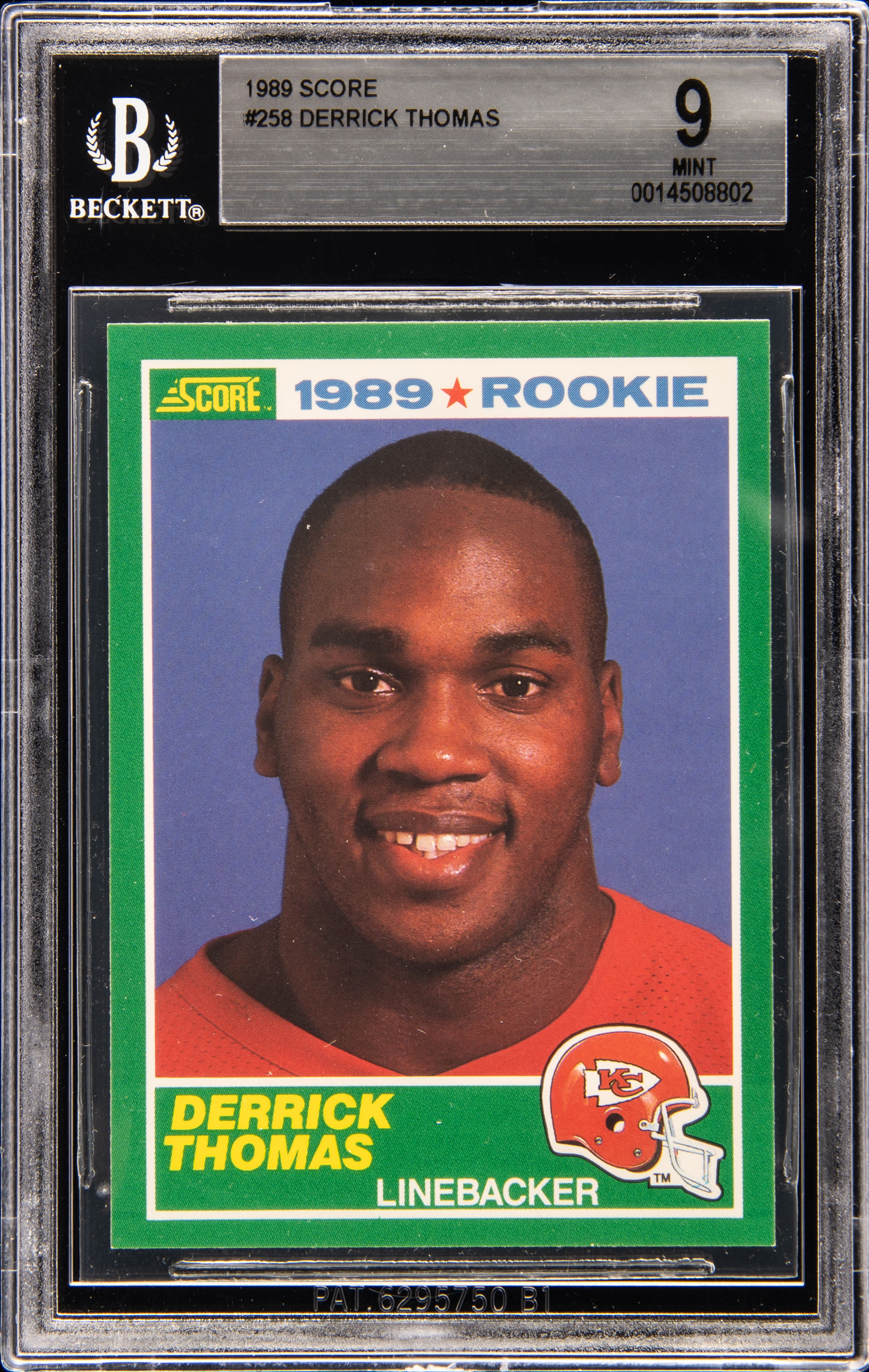 1989 Score Rookie Card #258 Derrick Thomas – BGS MINT 9