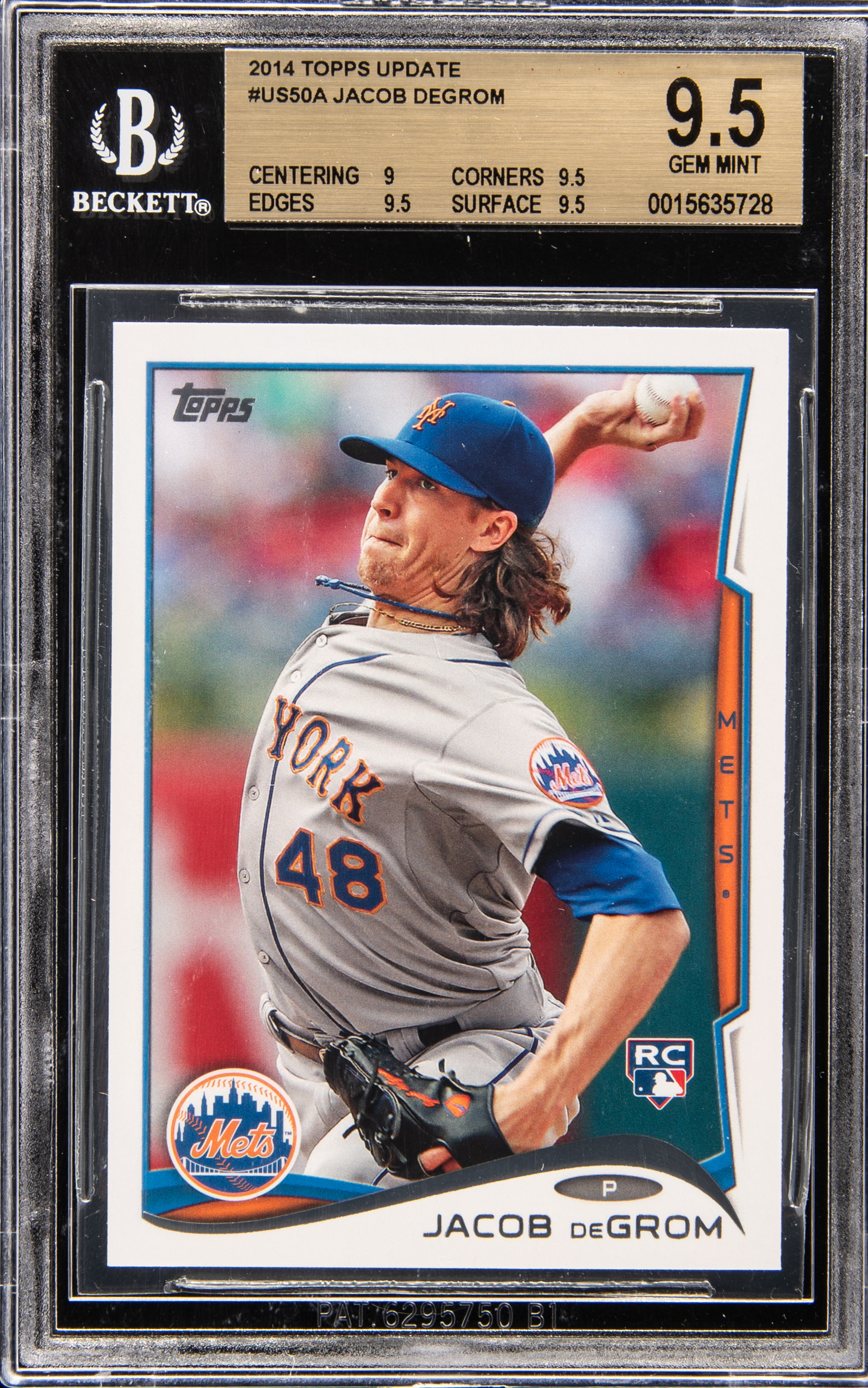 2014 Topps Update #US50 Jacob deGrom, Throwing Rookie Card – BGS GEM MINT 9.5