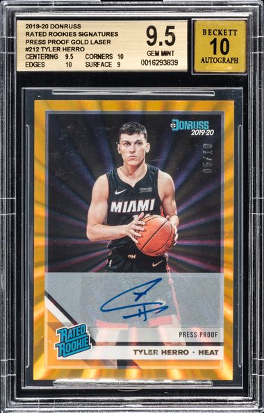 2019-20 Donruss Rated Rookies Signatures Press Proof Gold