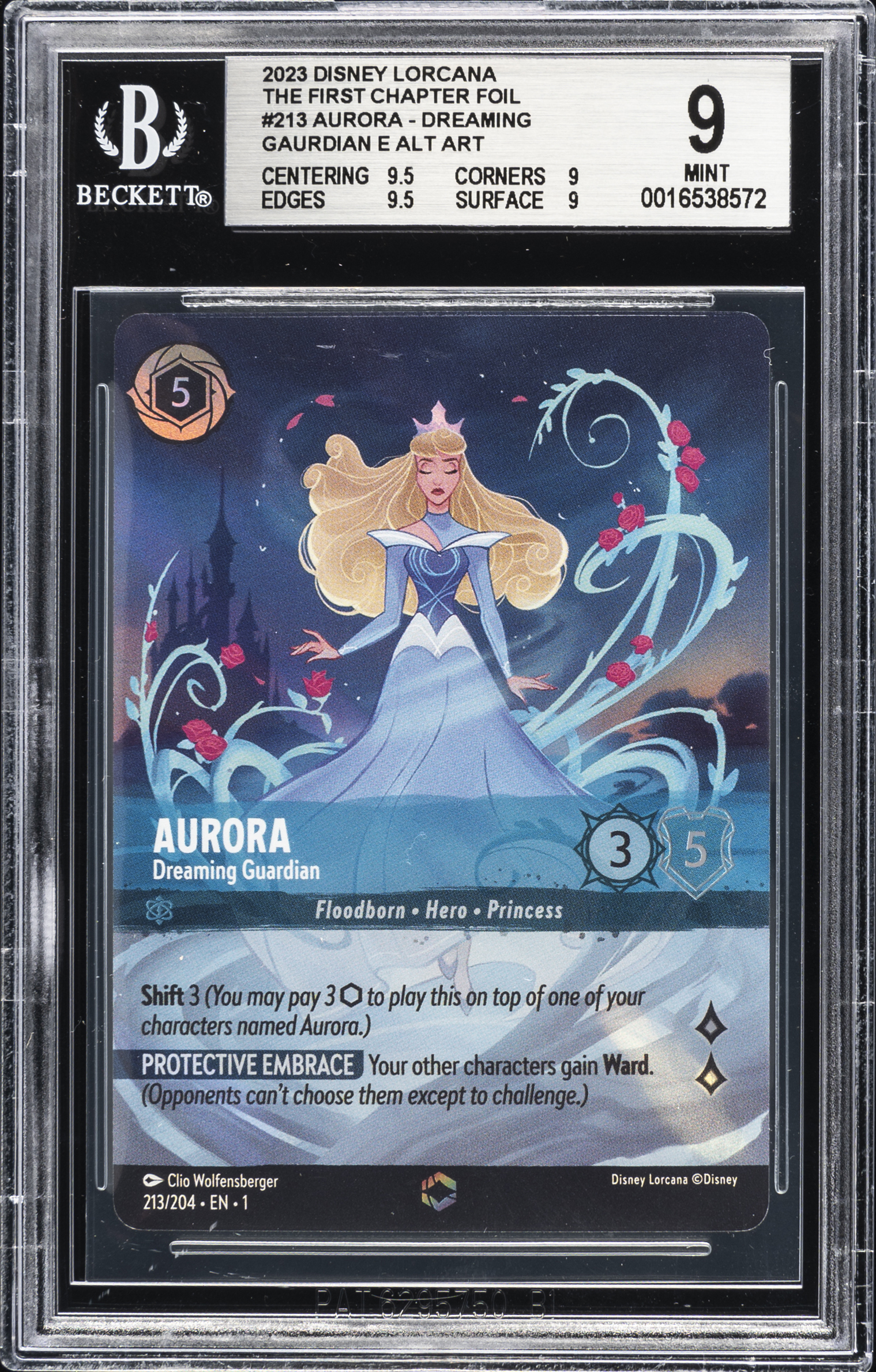 2023 Lorcana The First Chapter Enchanted Alt Art #213 Aurora - Dreaming Guardian – BGS MINT 9
