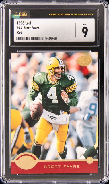 1996 Leaf Red #44 Brett Favre - CSG MINT 9 on Goldin Auctions