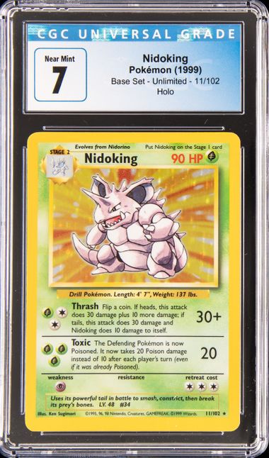 1999 Pokemon Base Set Unlimited Holofoil #11 Nidoking – CGC NM 7