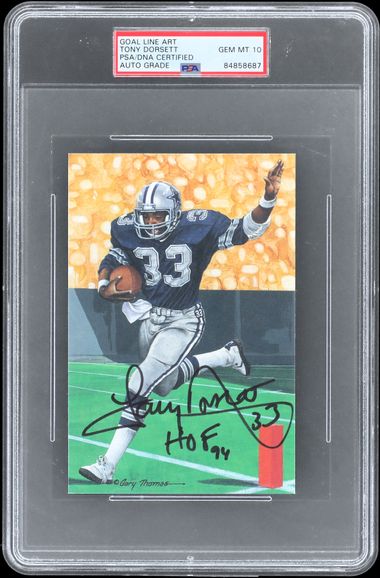 Tony Dorsett Autographed Dallas Cowboys Goal Line Art Card