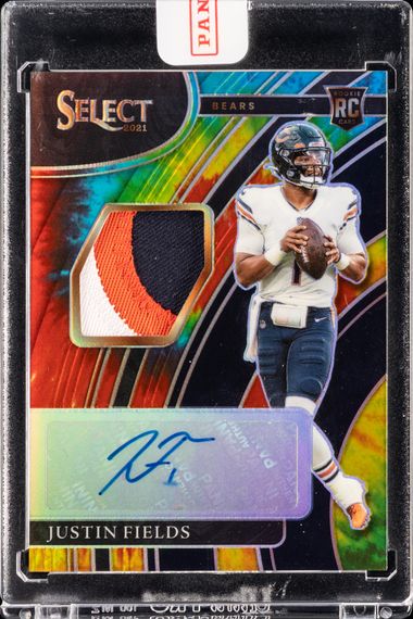 2021 Panini Select Die-Cut Green/Yellow Prizm 50 Justin Fields – PSA MINT 9  on Goldin Auctions